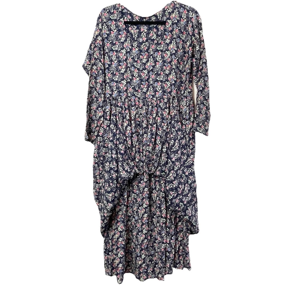 Vintage Dress To Kill Jane‎ Mohr Floral Navy Floral Dress Cottagecore Grannycore - Picture 8 of 16